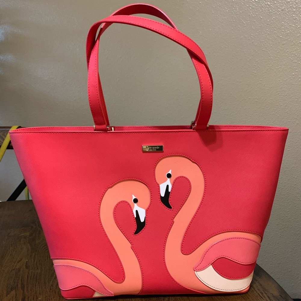 kate spade coral flamingo tote bag